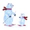 White-Red Metal Fabric Skiing Polar Bears with LED Lights 2 PCS Set